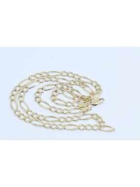 Beautiful 10K Solid Yellow Gold Designer Figaro Link Chain Necklace - 25.50" L